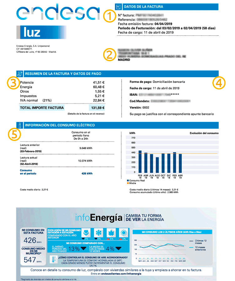 Factura electrónica Factura de luz