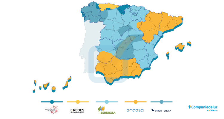 Mapa distribuidoras eléctricas España 2020
