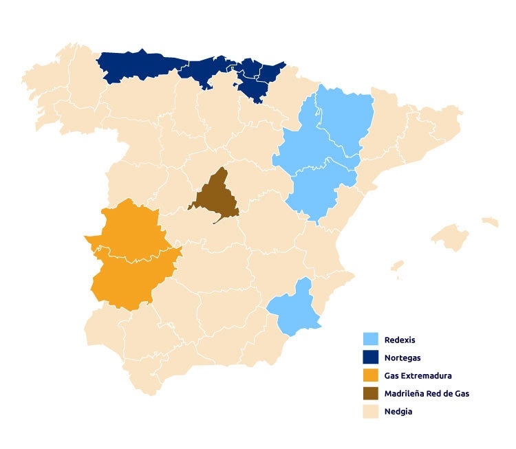 Mapa distribuidoras de gas